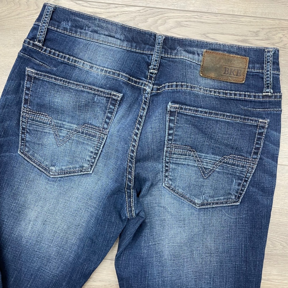 BKE Jake Skinny Jeans Mens 32x30 Blue Denim Distressed ABC9004